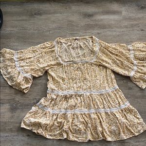 Yellow floral baby doll dress